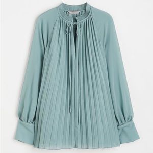 H&M Pleated Blouse Turquoise